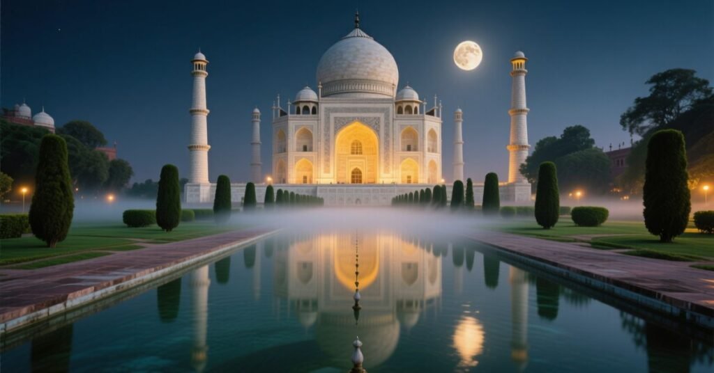 taj mahal moonlight